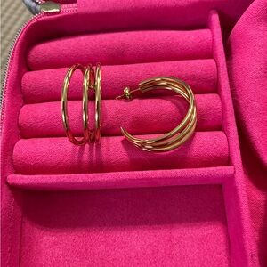 Stainless Steel round Circle Earrings Width-30.5x30.5mm